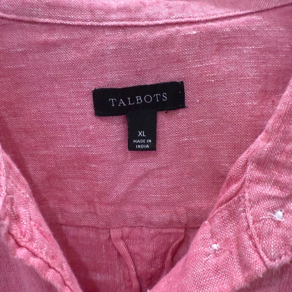 TALBOTS Boyfriend Linen Button-Down Shirt in Pink - Picture 3 of 6
